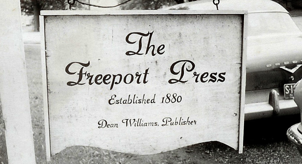 The Freeport Press sign